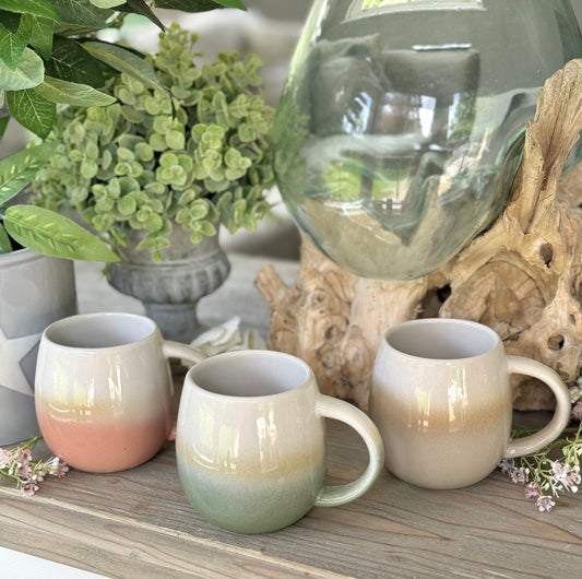 Glazed Ombre Stoneware Mugs - 3 Colour Options