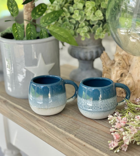 Mojave Glaze Espresso Blue Mug - Set Of 2