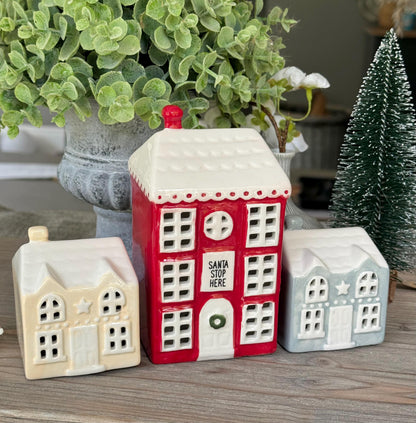 Set of 3 LED Ceramic Christmas Houses
