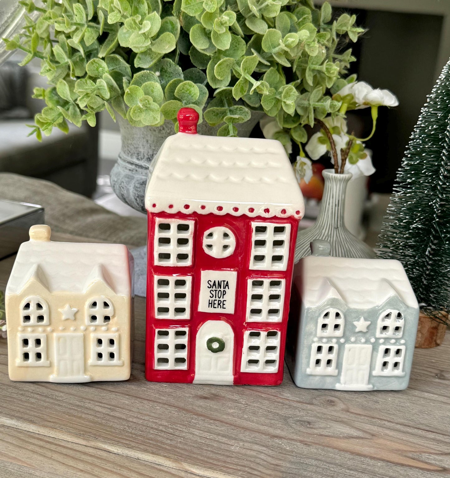 Set of 3 LED Ceramic Christmas Houses