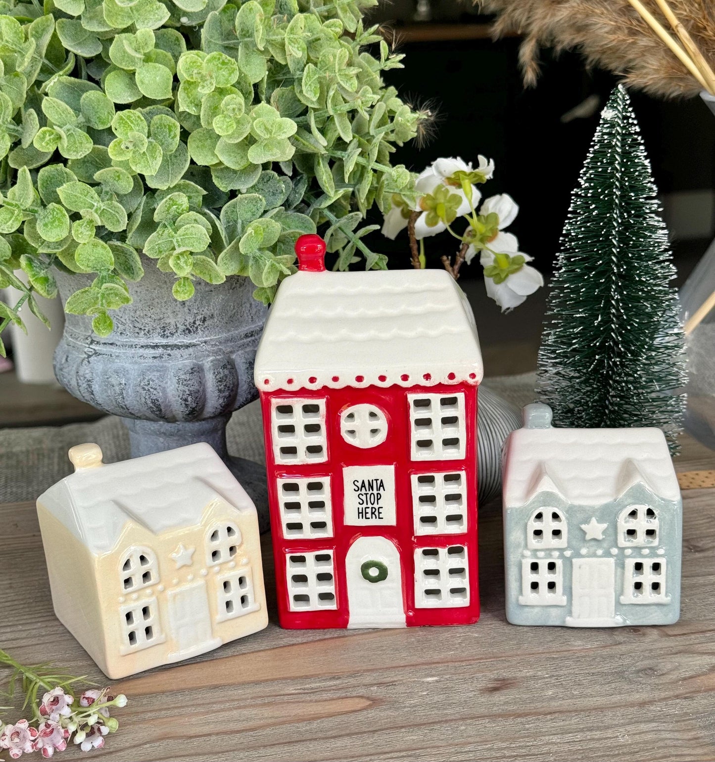 Set of 3 LED Ceramic Christmas Houses