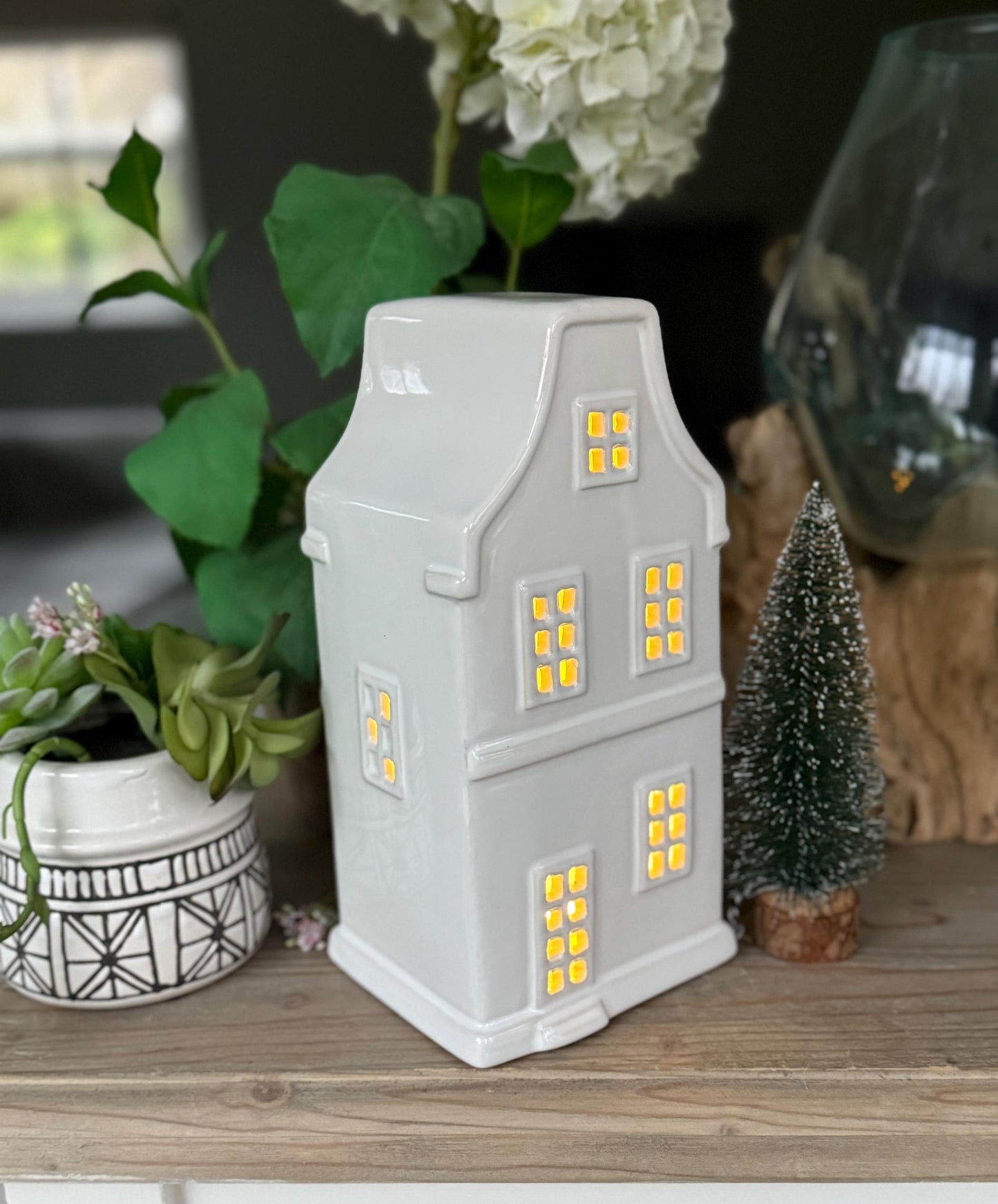 Tall White LED House