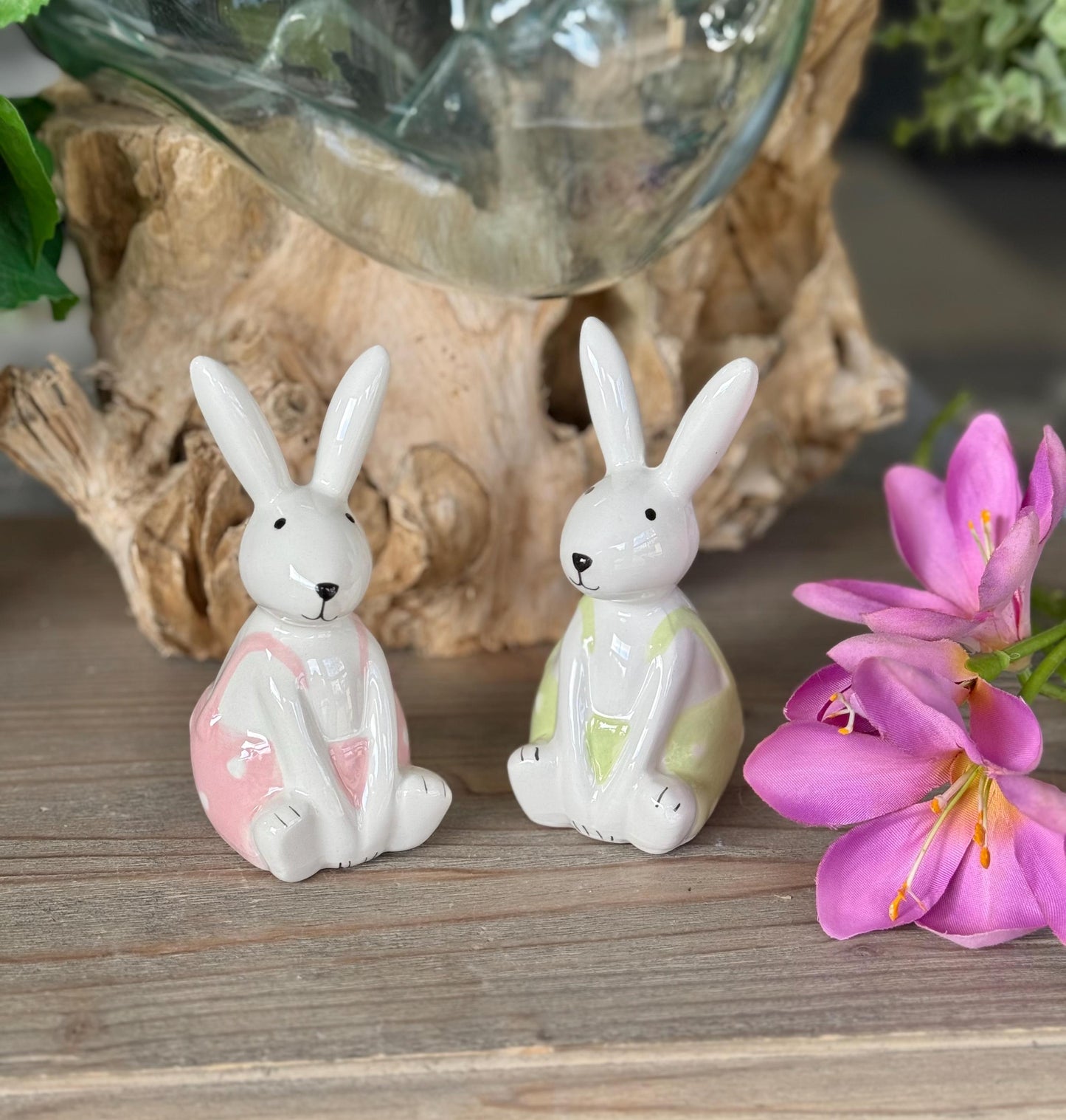 White Glossy Bunny Rabbits - 2 Sizes Available.