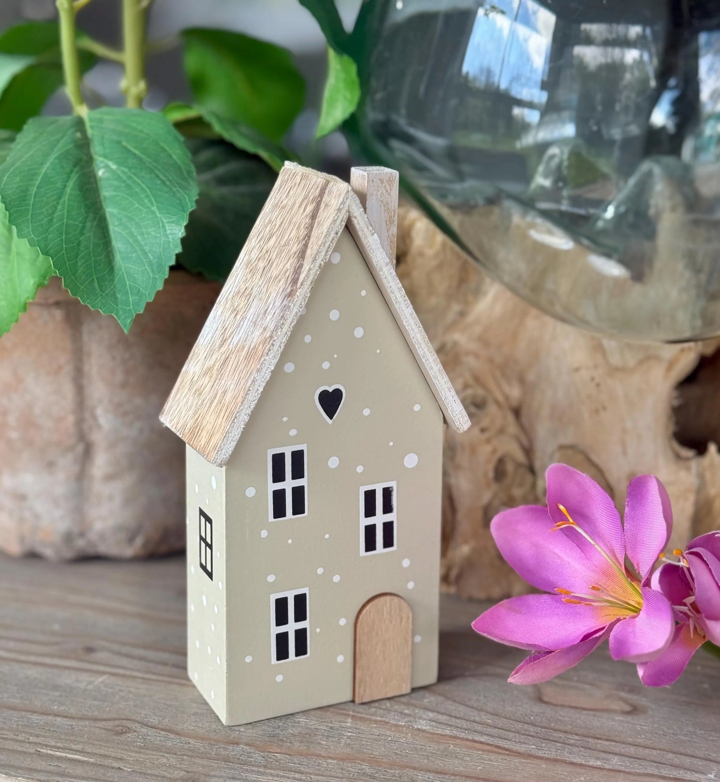 Sage Polka Dot Wooden Houses - Choice of 2 sizes (Copy)