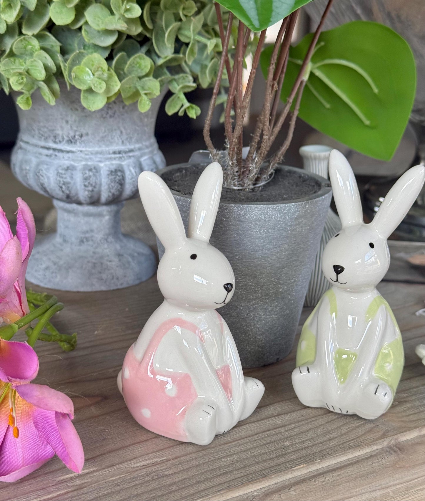 White Glossy Bunny Rabbits - 2 Sizes Available.