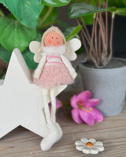 Soft Sitting Fairies with Boucle Skirt and Wings  - Available in 2 colours