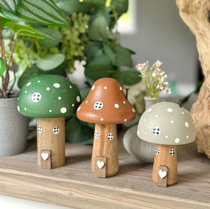 Wooden Polka Dot Mushroom House - Choice of 2 Colours