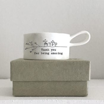 East of India Handled tea light holder - "Thank you"