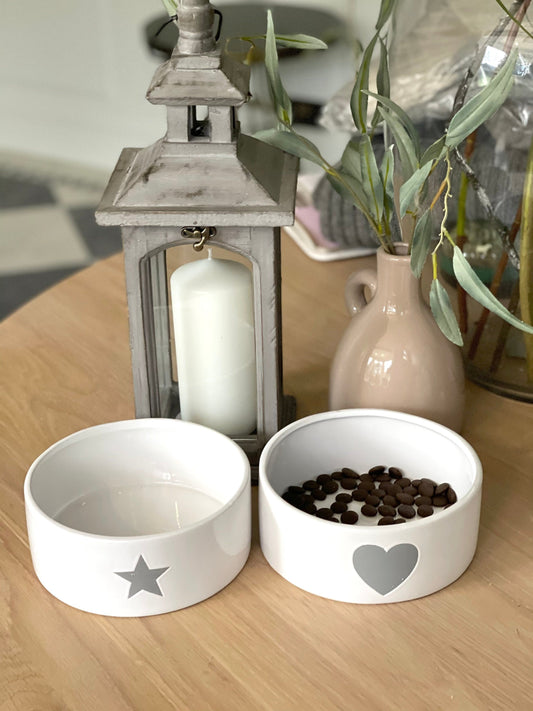 White Ceramic Dish/Bowl - Star or Heart