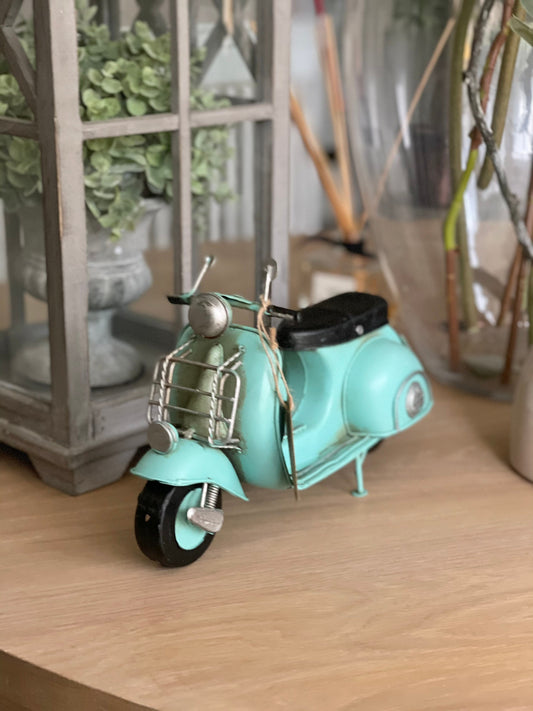 Metal Scooter Ornament - Turquoise Blue