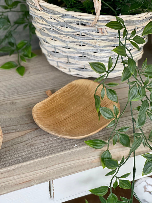 East of India Rustic Wooden Carved Apple Bowl