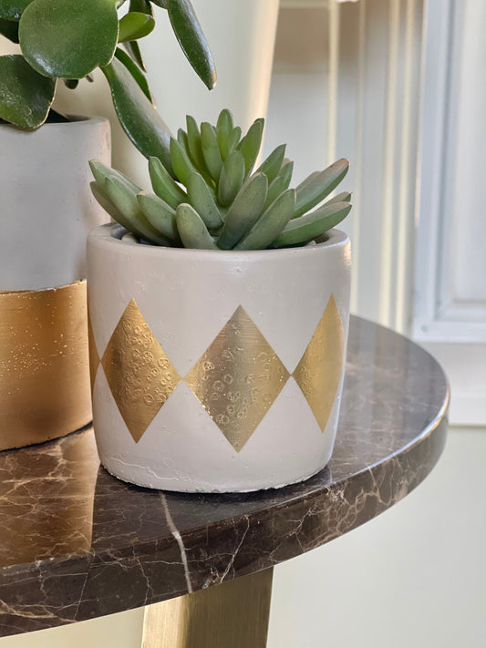 Small Gold Dip Cement Pot