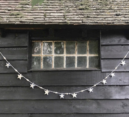 East of India bead & star bunting - Natural and grey.  2 metres