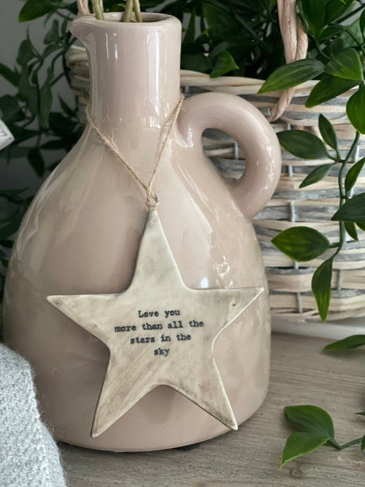 East Of India Rustic hanging star - Love You