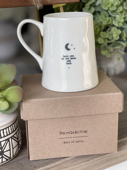 East of India porcelain mug - Love you to the moon