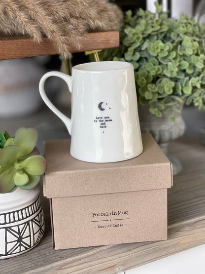 East of India porcelain mug - Love you to the moon