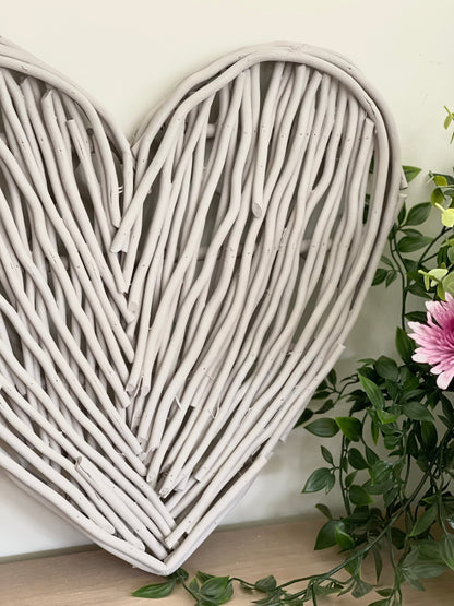 Small French Taupe Wicker Heart- 40cm