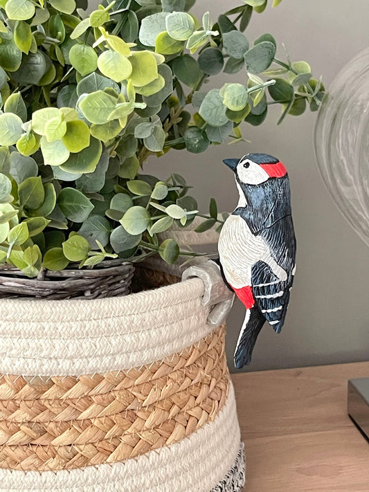 Woodpecker Pot Hanger - Black/Red