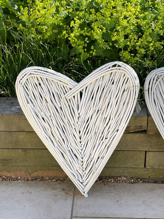 Hand Painted Large White Wicker Heart - 85cm