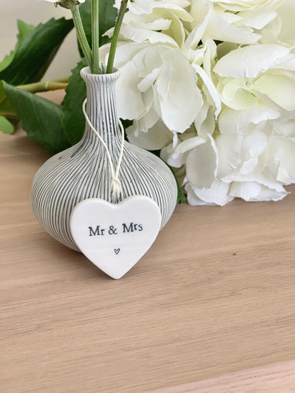 East Of India 'Mr & Mrs’ Porcelain Heart