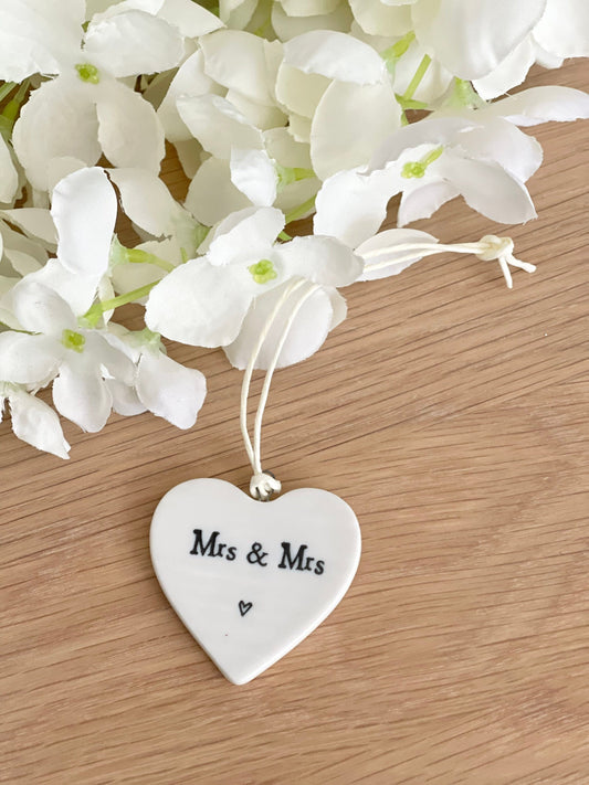 East Of India 'Mrs & Mrs’ Porcelain Heart