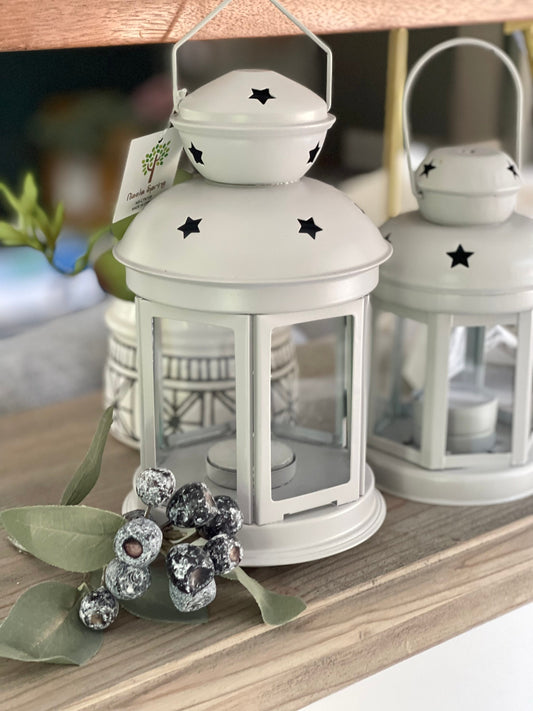 Grey Vintage Metal Candle Lantern - Large