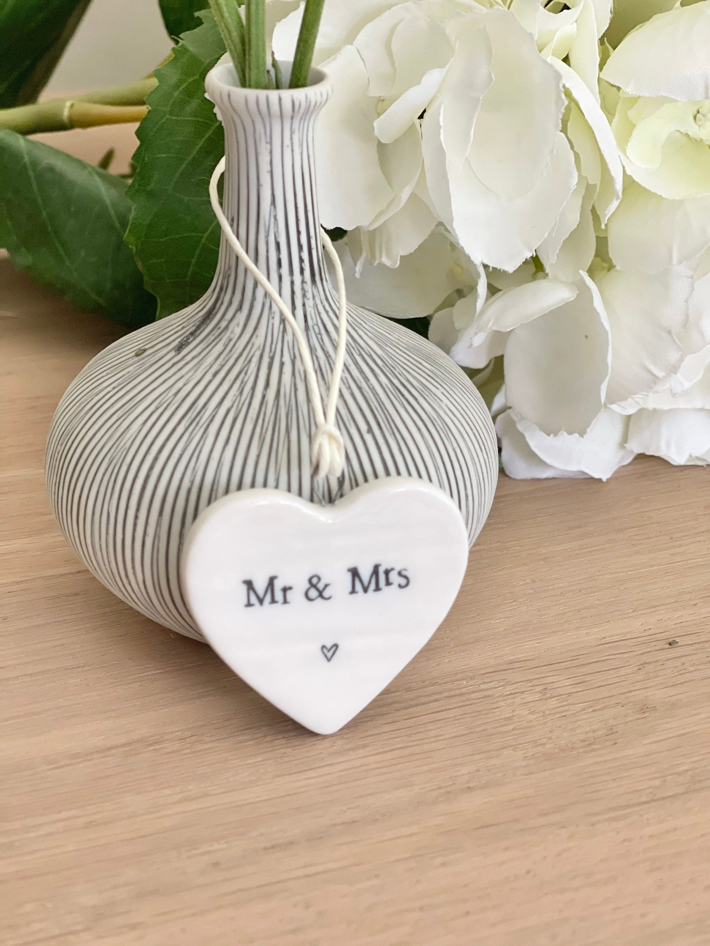 East Of India 'Mr & Mrs’ Porcelain Heart