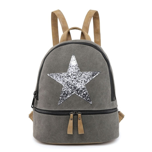 Dark Grey Rucksack/Backpack with Silver Star