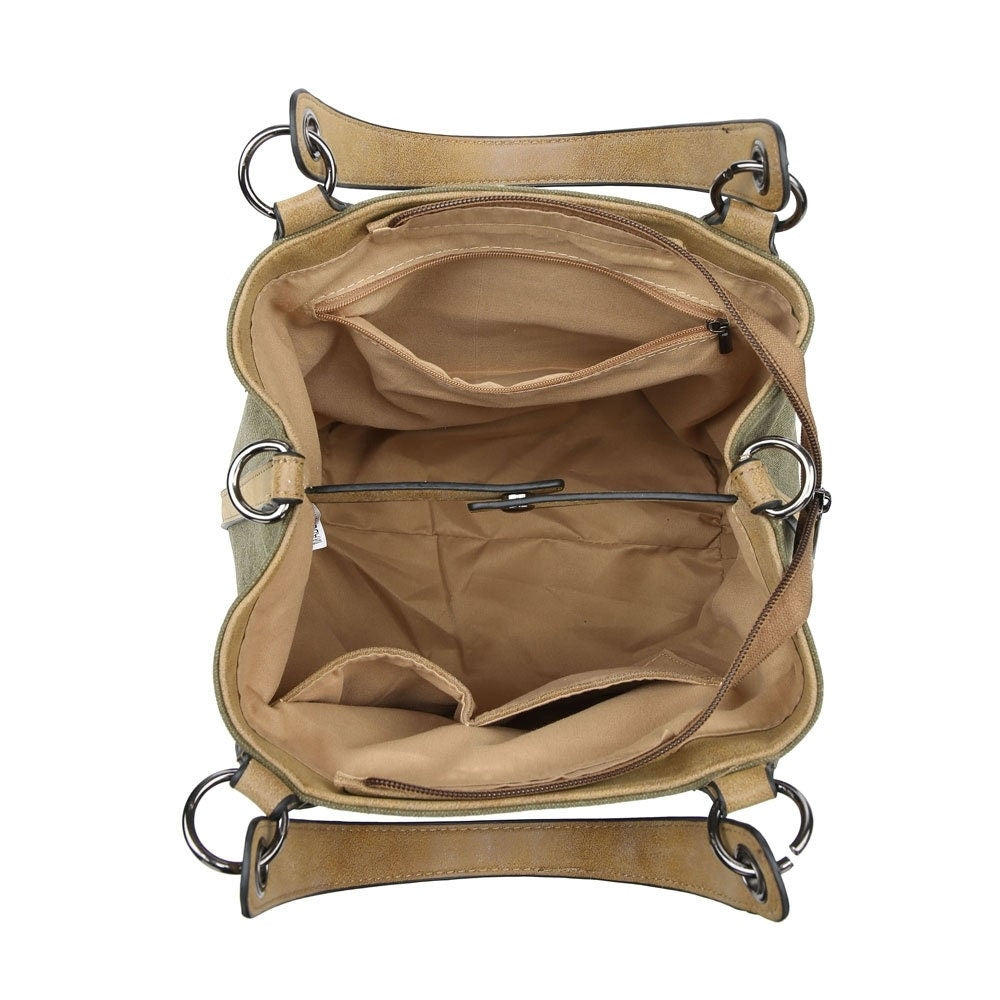 Khaki Canvas Sequin Star Handbag