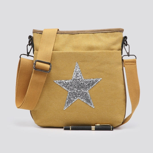 Flat Star Cross Body Messenger Bag - Yellow