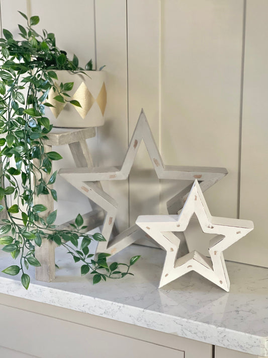 Mantelpiece Grey and White Stars, set of 2