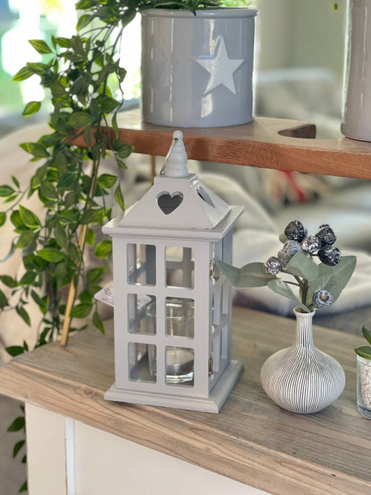 Grey Trellis Tea light Lantern