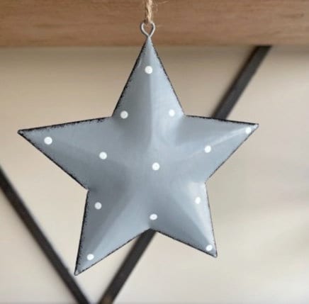 3D Grey Spotty Metal Star Decoration
