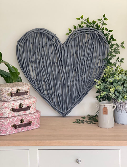 Dark Grey Wicker Heart- 60cm