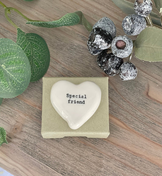 Porcelain Heart Pebble with Giftbox -Special Friend