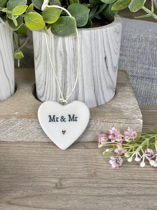 East Of India 'Mr & Mr’ Porcelain Heart