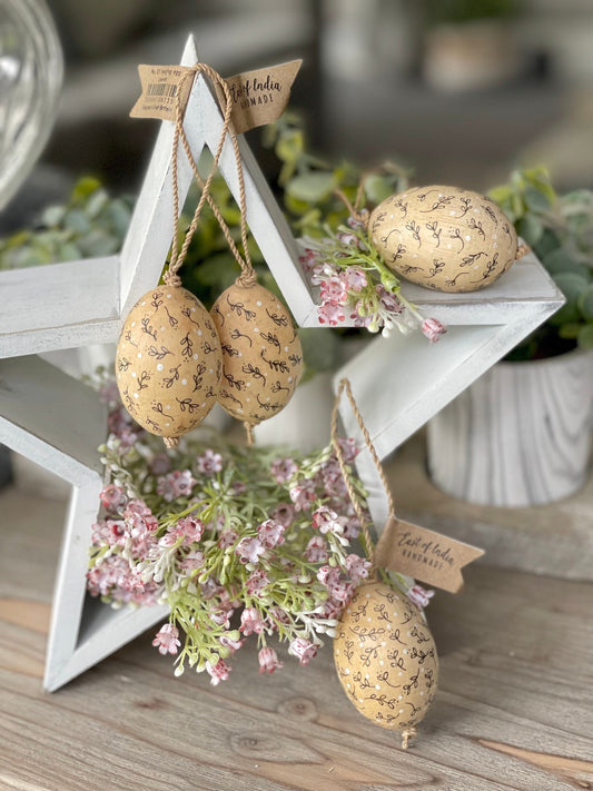 Hanging Wooden Egg - Leaves