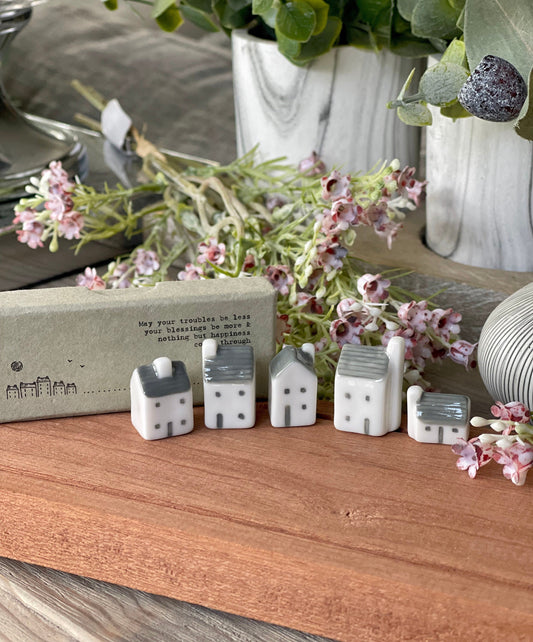 Mini White Porcelain Houses in a Box