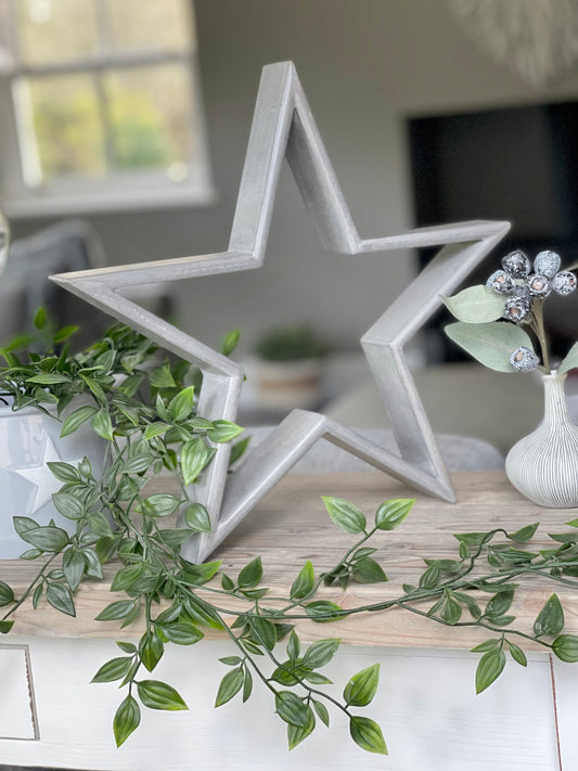 Large Mantelpiece Grey Mango Wood Star