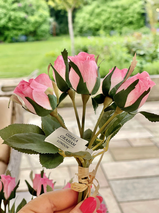 Gisela Graham Mini Pale Pink Rosebud Bouquet