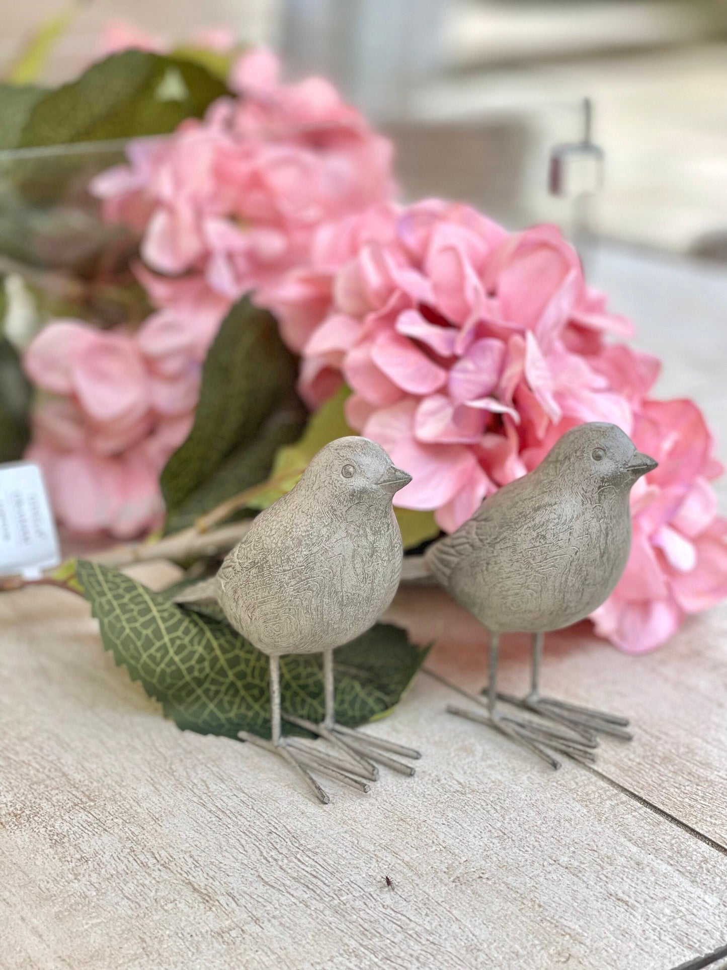 Grey Ornamental Birds - Set of 2