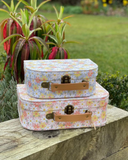Pink Daisy Decor Suitcases - Set of 2