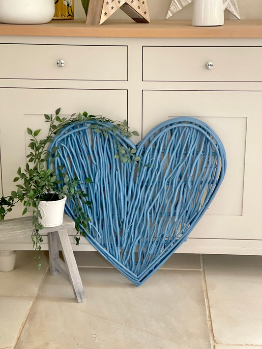 Blue Wicker Heart- 60cm