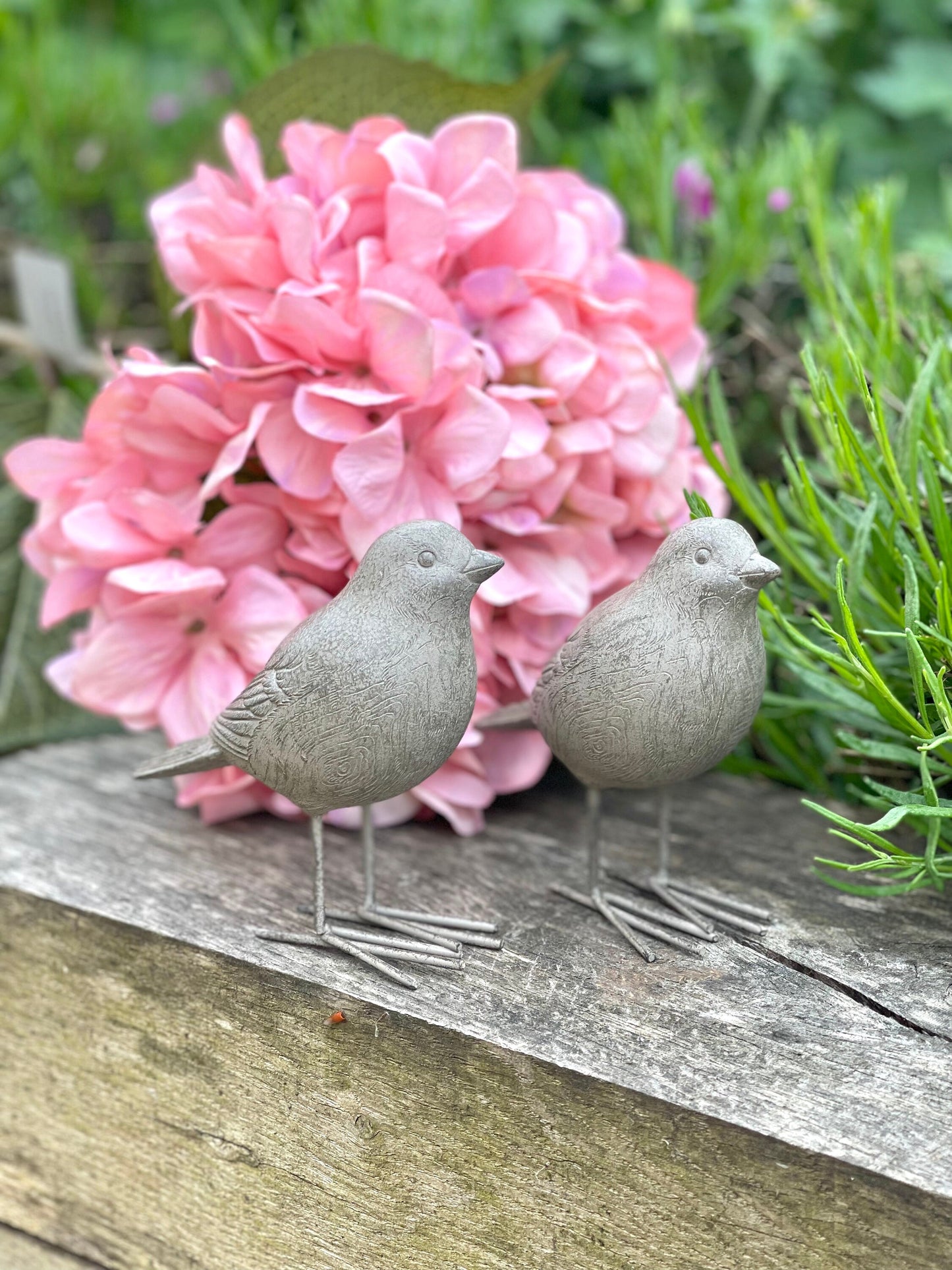 Grey Ornamental Birds - Set of 2