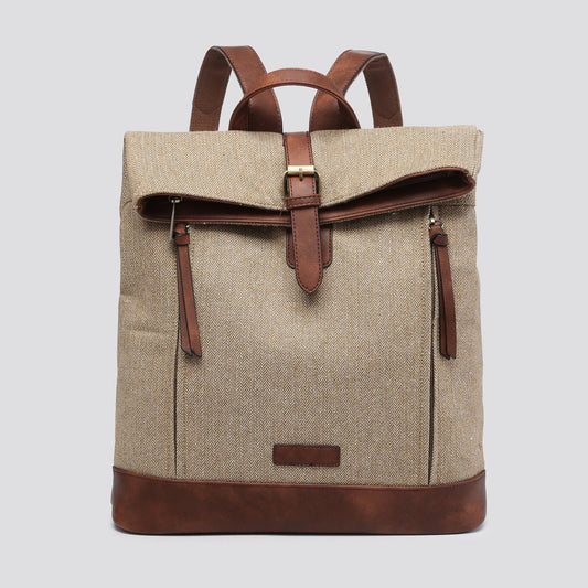 Camel/Taupe Herringbone Rucksack/Backpack