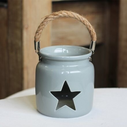 Grey Tea Light Holder. 10cm