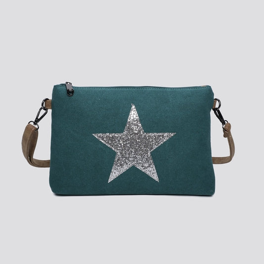 Marine Flat Star Canvas Clutch/Crossbody with Strap