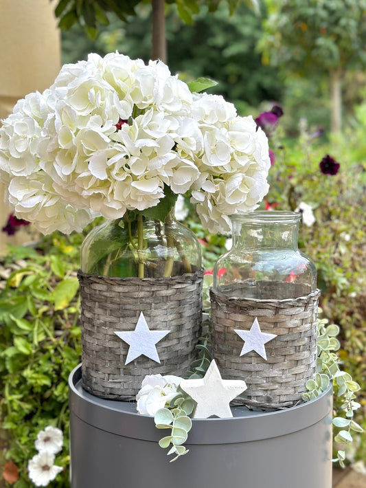 Parlane Grey/White Star Glass Jar - Available in 2 sizes