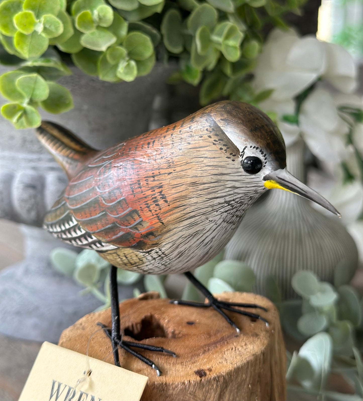 Gorgeous Carved Wooden Wren