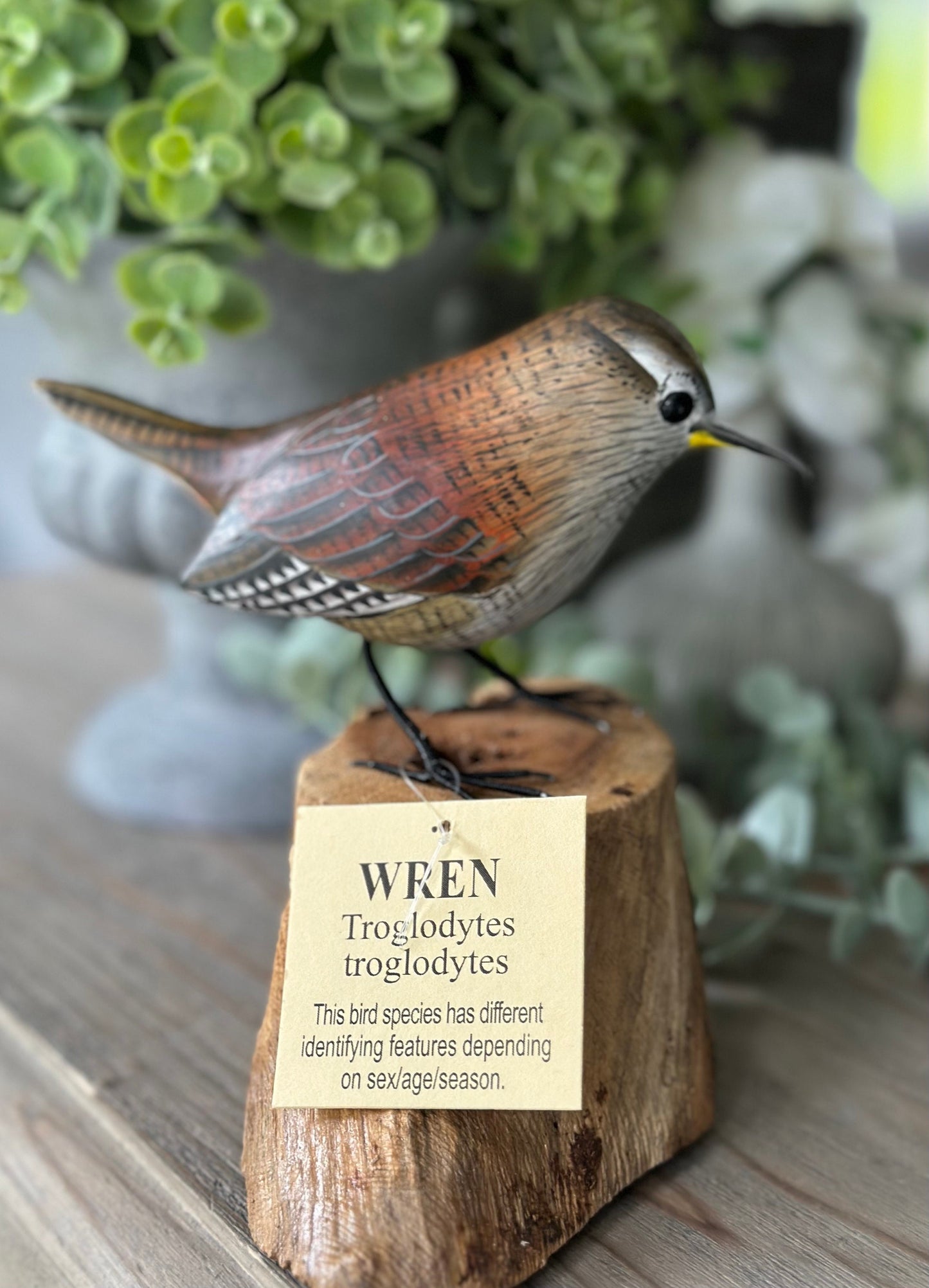 Gorgeous Carved Wooden Wren